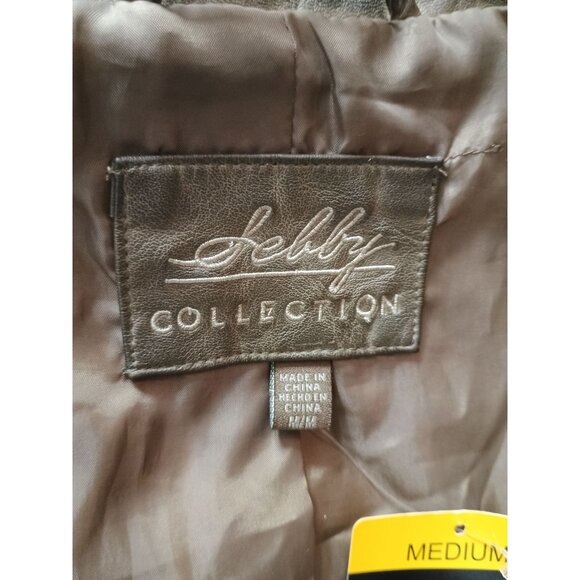 Sebby Collection Olive Faux‎ Leather Moto Biker Jacket Medium - Picture 5 of 12